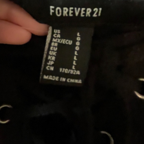 FOREVER21 Black Cropped Crossed Drawstring Sweater - Picture 2 of 3